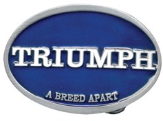 Triumph belt buckle in blue oval